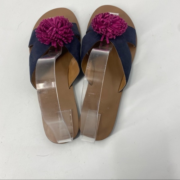 J Crew Sweet Jasmine Pom Pom sandal flats 7 - Picture 5 of 9
